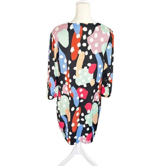 Crosby by Mollie Burch Ramey Mini Dress L NWT — Colorful Abstract Print Satin V- - Picture 6 of 12